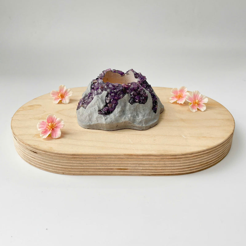Handcrafted Amethyst Candle Holder (Volcano)