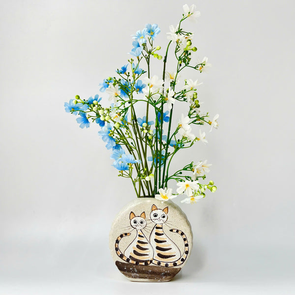 Mini Ceramic Flower Vase (Two Cats)