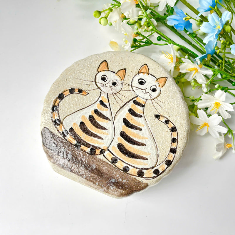 Mini Ceramic Flower Vase (Two Cats)