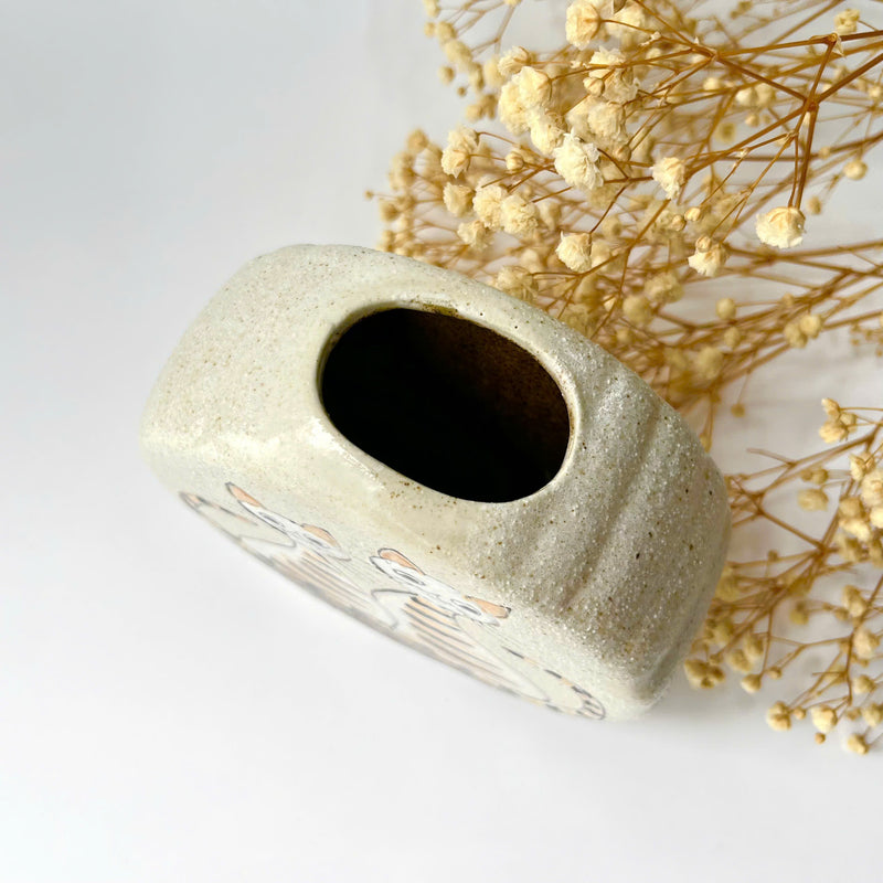 Mini Ceramic Flower Vase (Two Cats)