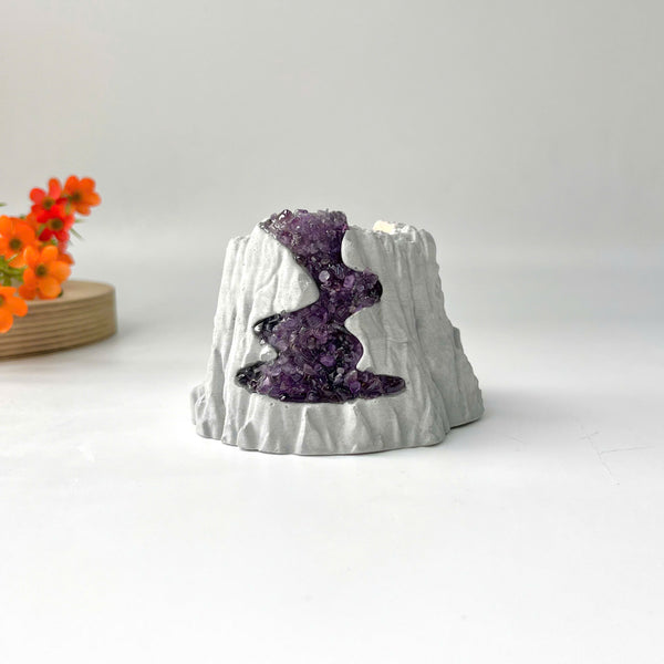 Handcrafted Amethyst Candle Holder (Volcano)