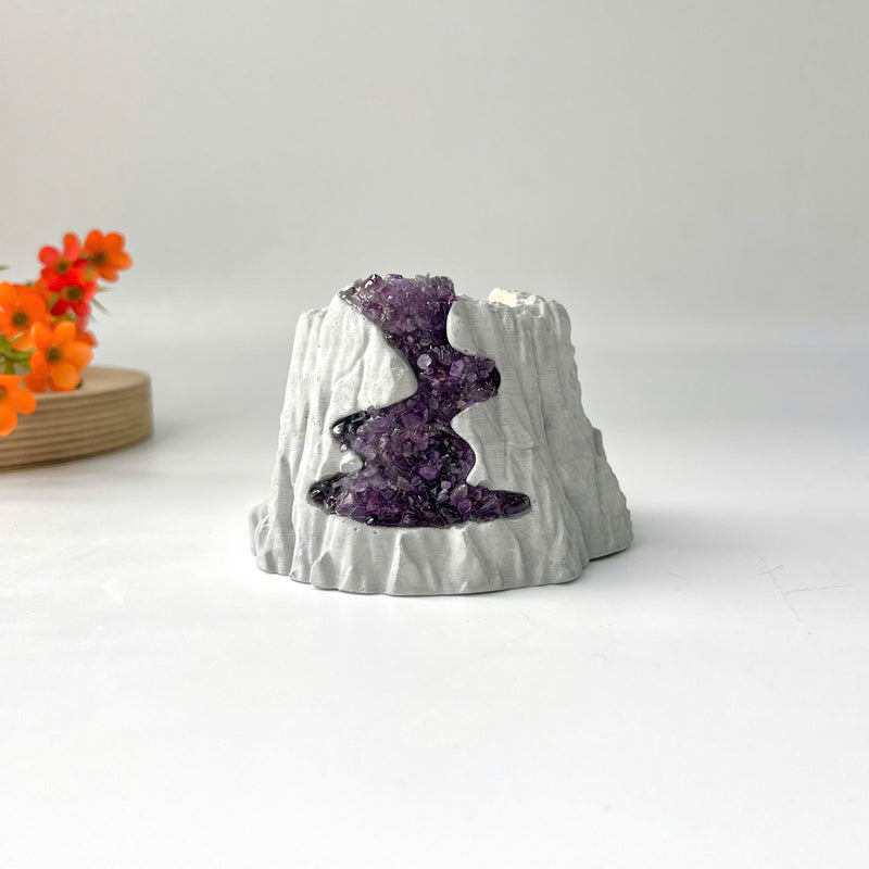 Handcrafted Amethyst Candle Holder (Volcano)
