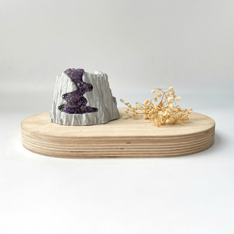 Handcrafted Amethyst Candle Holder (Volcano)