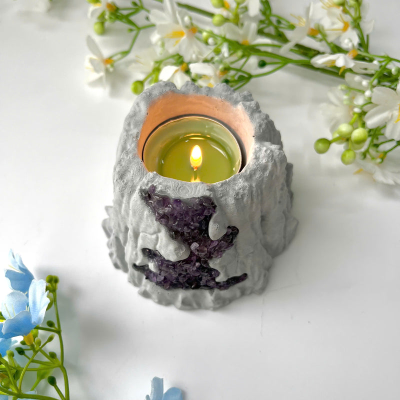 Handcrafted Amethyst Candle Holder (Volcano)