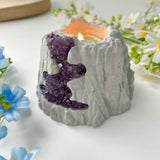 Handcrafted Amethyst Candle Holder (Volcano)