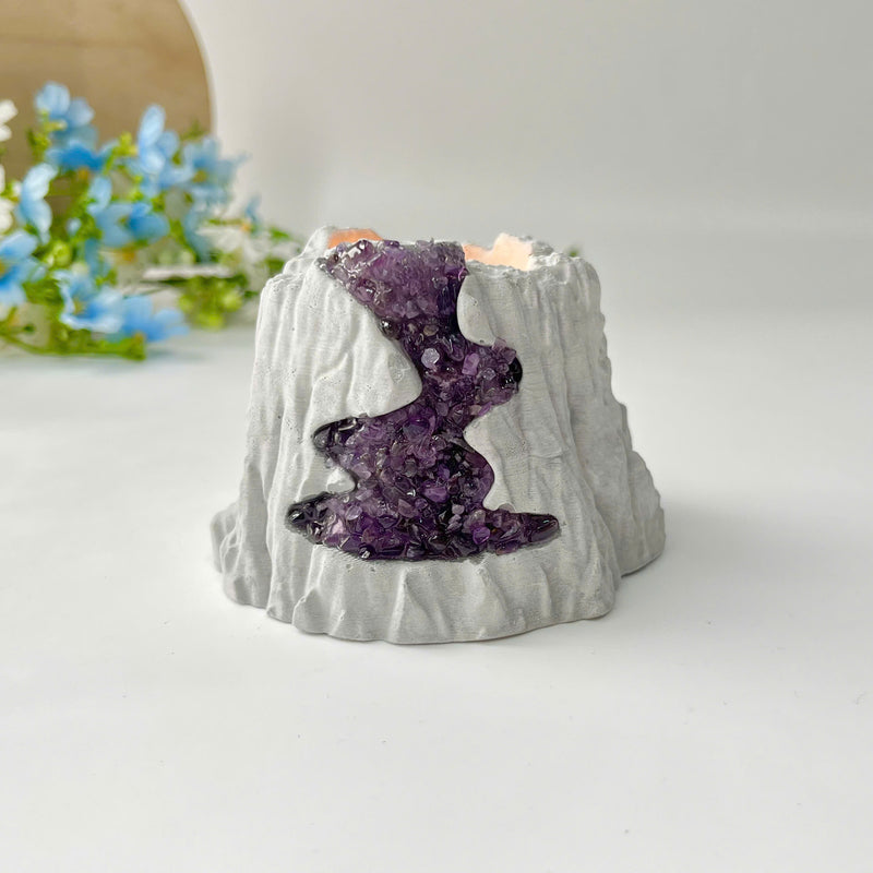 Handcrafted Amethyst Candle Holder (Volcano)