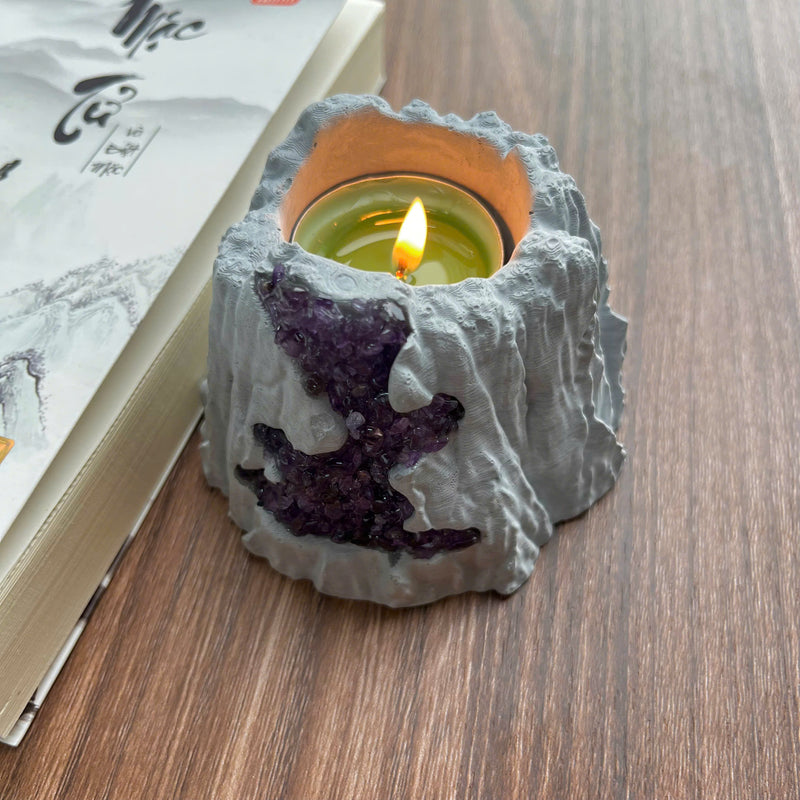 Handcrafted Amethyst Candle Holder (Volcano)