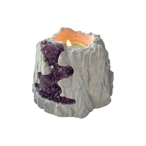 Handcrafted Amethyst Candle Holder (Volcano)