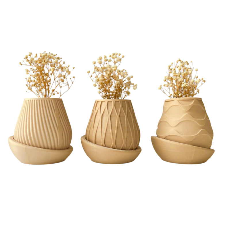 Minimalist Fluted Planter Pot - Set of 3