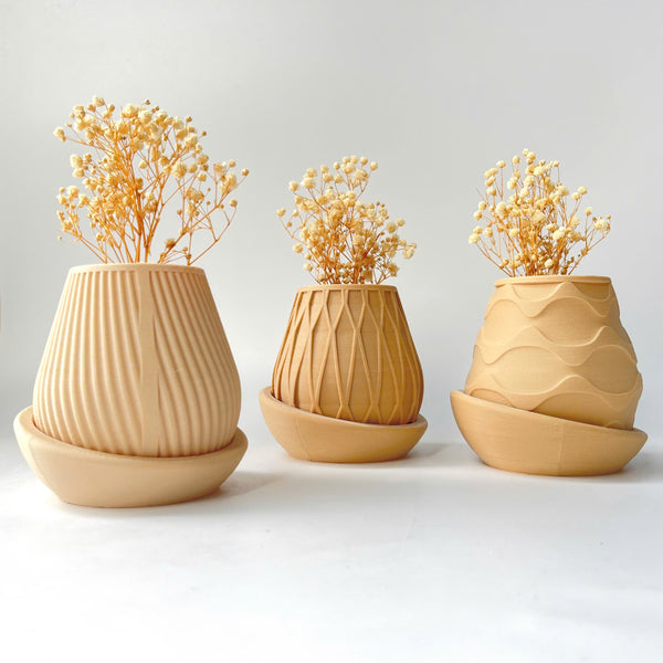 Minimalist Fluted Planter Pot - Set of 3