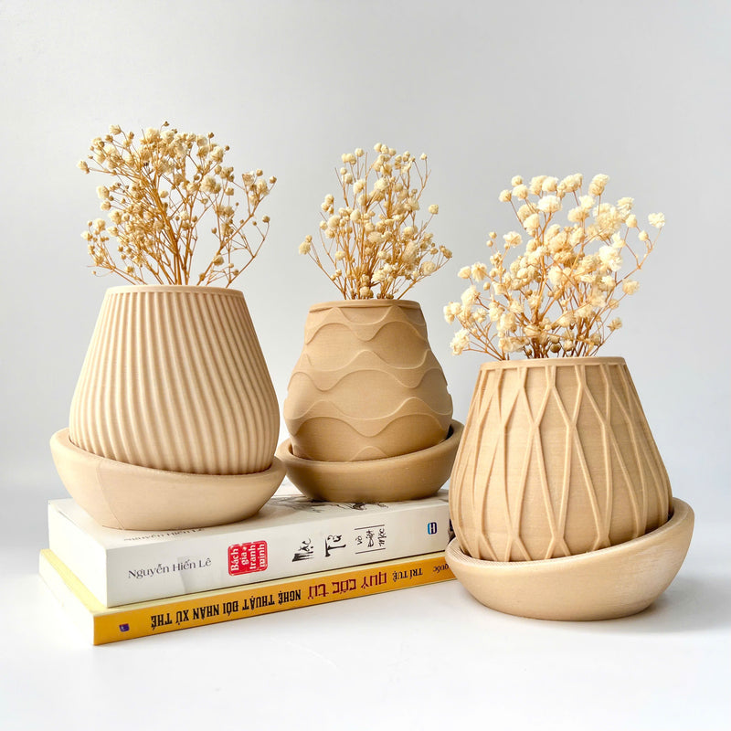 Minimalist Fluted Planter Pot - Set of 3