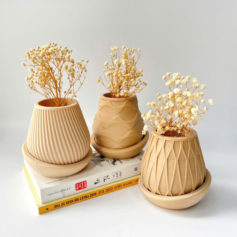 Minimalist Fluted Planter Pot - Set of 3