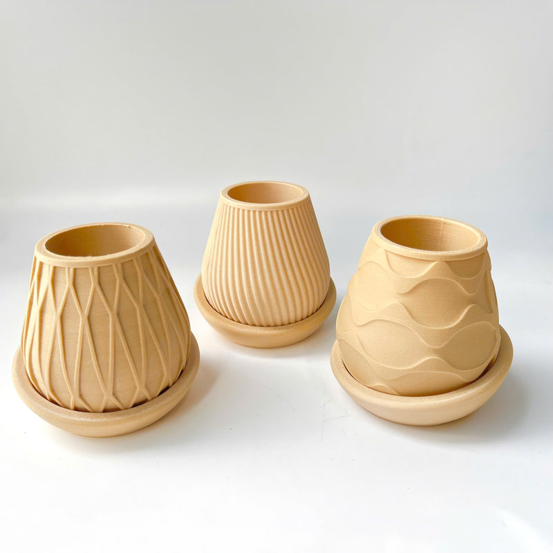 Minimalist Fluted Planter Pot - Set of 3