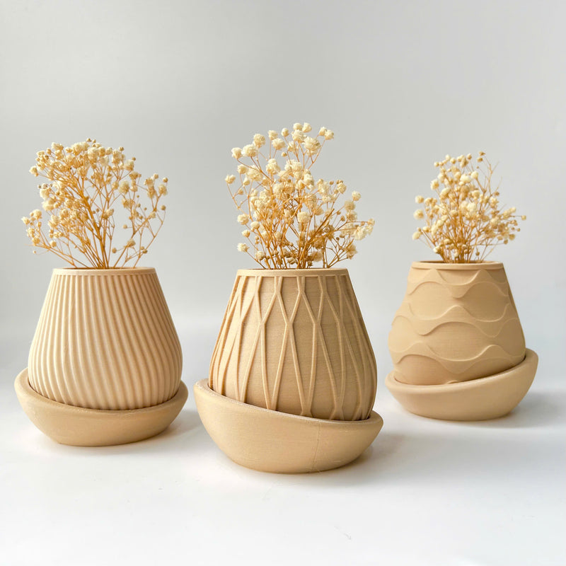 Minimalist Fluted Planter Pot - Set of 3