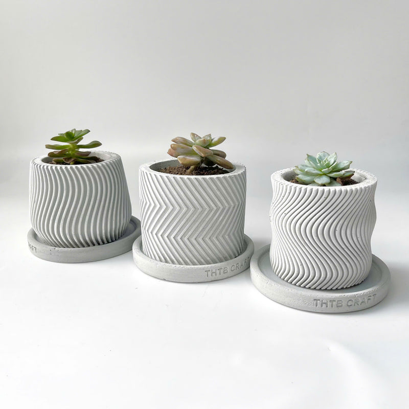 Concrete Plant Pots - Set of 3