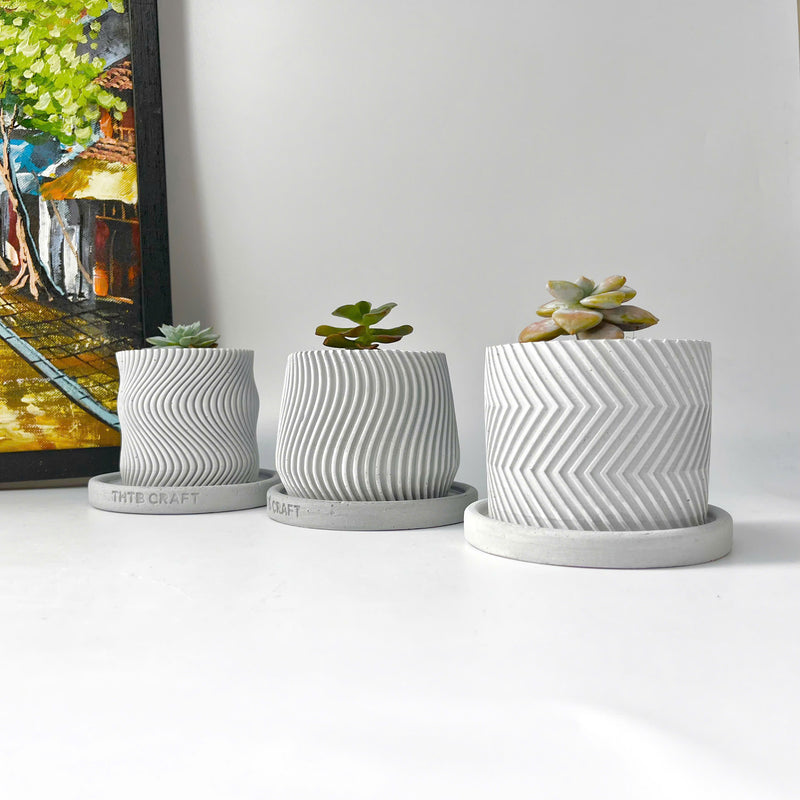 Concrete Plant Pots - Set of 3