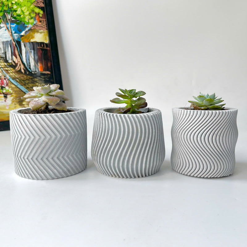 Concrete Plant Pots - Set of 3