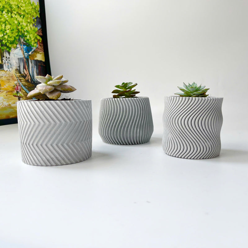 Concrete Plant Pots - Set of 3