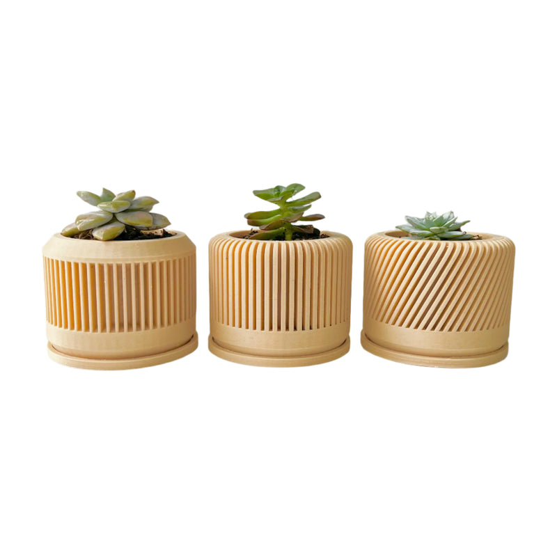 Tall Textured Plant Pot - Set of 3