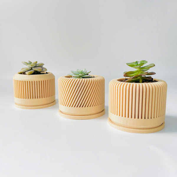 Tall Textured Plant Pot
