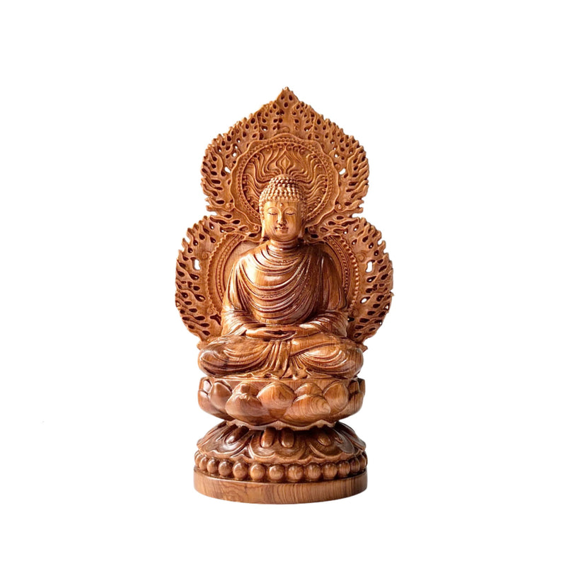 8" Wooden Sitting Gautama Buddha Statue Shakyamuni Meditating Buddha Spiritual Decor Feng Shui Gifts Buddha Statues for Home Decor