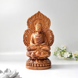 8" Wooden Sitting Gautama Buddha Statue Shakyamuni Meditating Buddha Spiritual Decor Feng Shui Gifts Buddha Statues for Home Decor