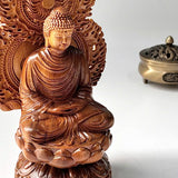 8" Wooden Sitting Gautama Buddha Statue Shakyamuni Meditating Buddha Spiritual Decor Feng Shui Gifts Buddha Statues for Home Decor