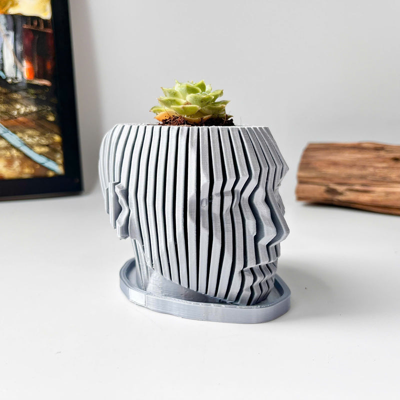 Human Face Planter (Gray)