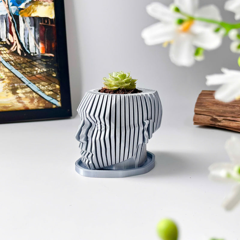 Human Face Planter (Gray)