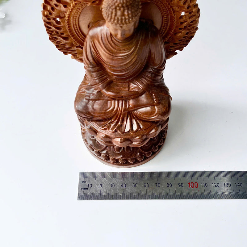 8" Wooden Sitting Gautama Buddha Statue Shakyamuni Meditating Buddha Spiritual Decor Feng Shui Gifts Buddha Statues for Home Decor