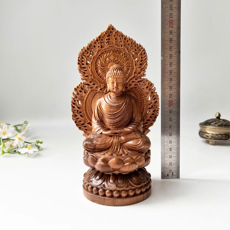 8" Wooden Sitting Gautama Buddha Statue Shakyamuni Meditating Buddha Spiritual Decor Feng Shui Gifts Buddha Statues for Home Decor
