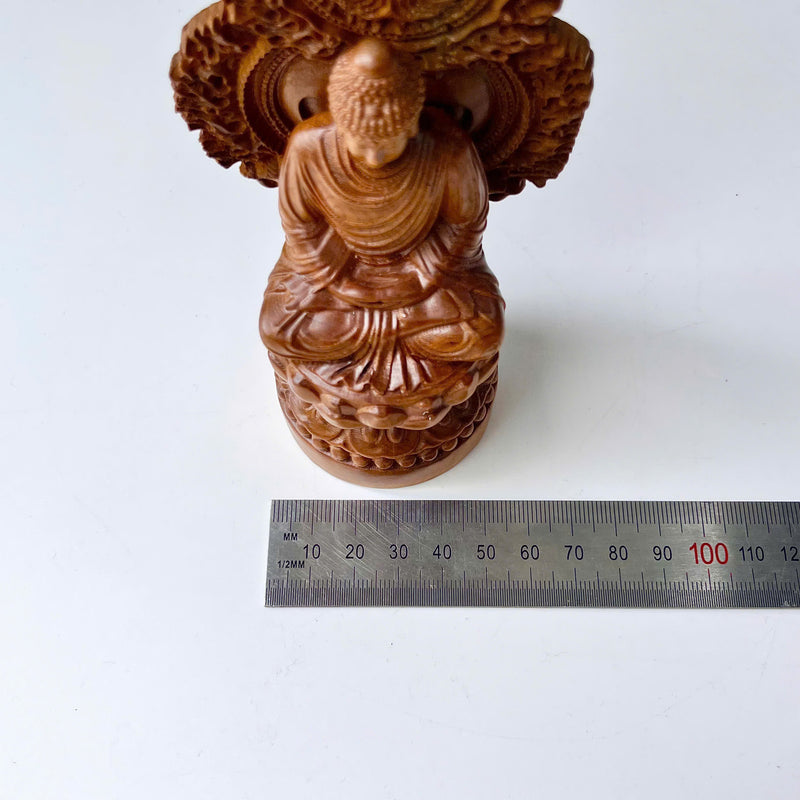 6" Wooden Sitting Gautama Buddha Statue Shakyamuni Meditating Buddha Spiritual Decor Feng Shui Gifts Buddha Statues for Home