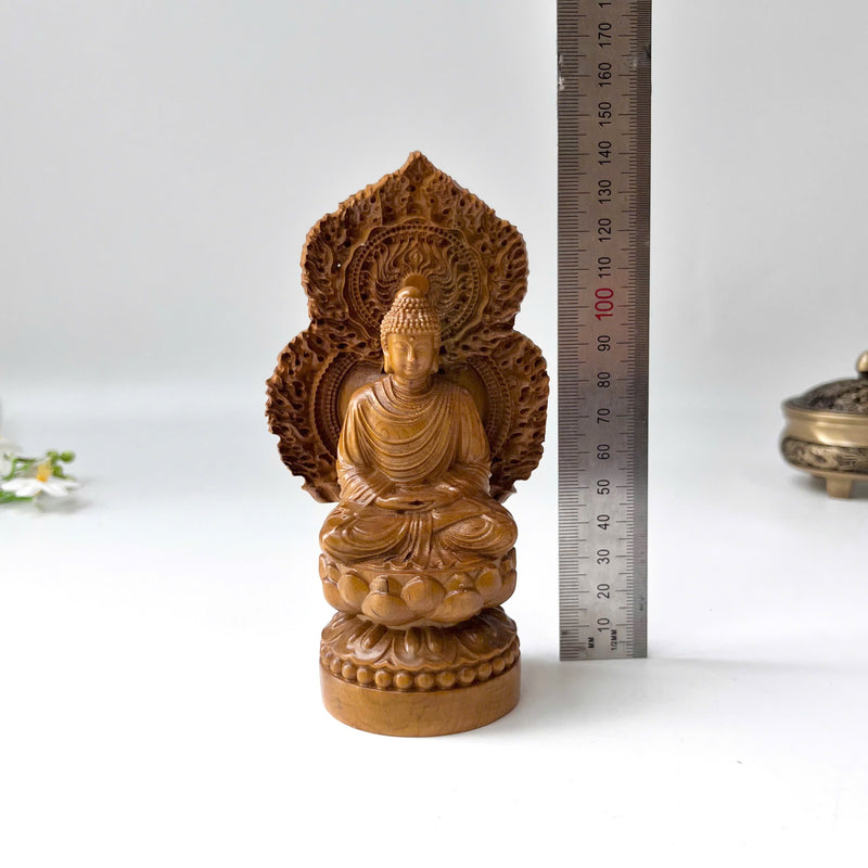 6" Wooden Sitting Gautama Buddha Statue Shakyamuni Meditating Buddha Spiritual Decor Feng Shui Gifts Buddha Statues for Home