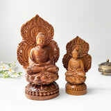 6" Wooden Sitting Gautama Buddha Statue Shakyamuni Meditating Buddha Spiritual Decor Feng Shui Gifts Buddha Statues for Home