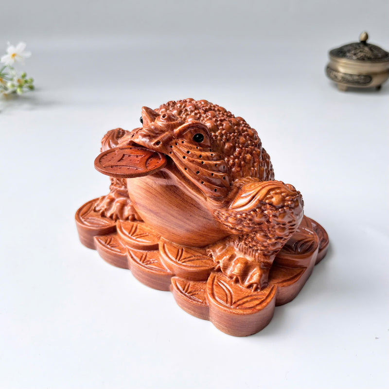 Feng Shui Money Toad Holding a Gold Coin – Symbol of Prosperity and Good Fortune