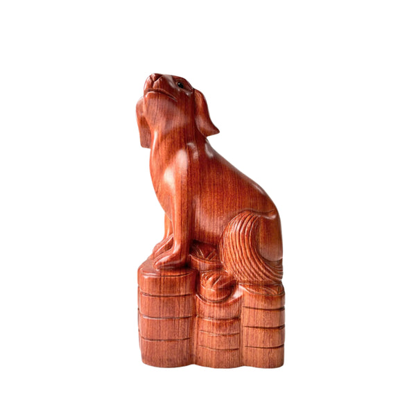8" Wood Dog Statue – Symbol of Loyalty & Good Fortune for Home or Office
