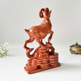 6" Wooden Goat Statue – Decorative Meditation Decor & Small Spiritual Gift for Home or Altar