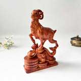 6" Wooden Goat Statue – Decorative Meditation Decor & Small Spiritual Gift for Home or Altar