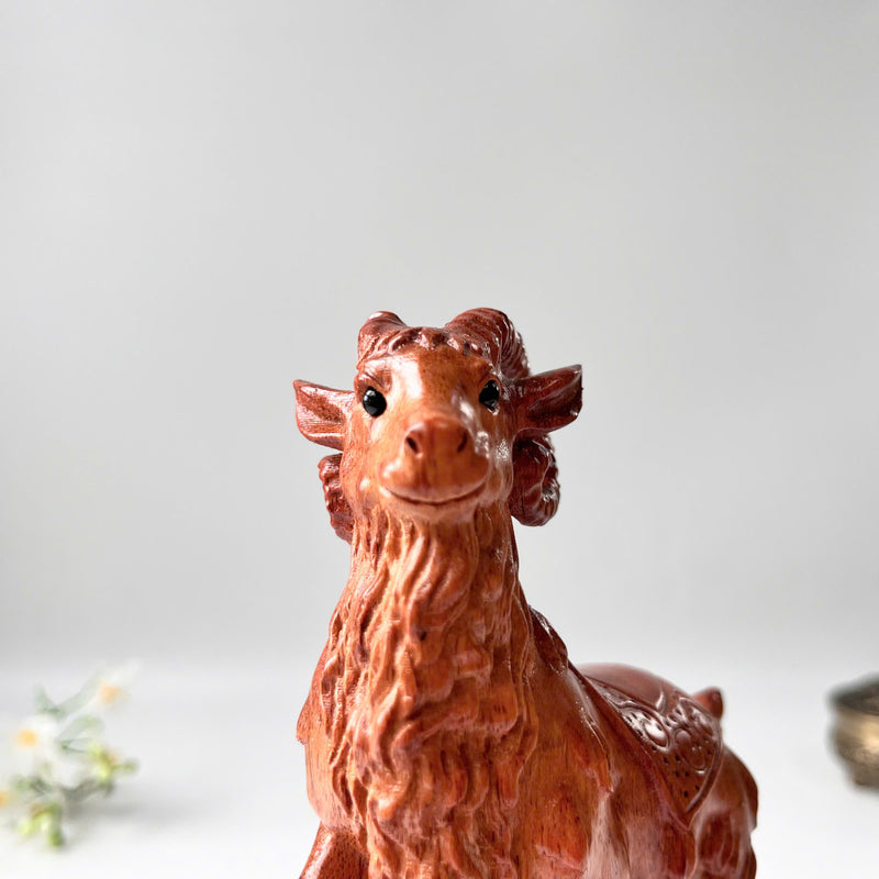 6" Wooden Goat Statue – Decorative Meditation Decor & Small Spiritual Gift for Home or Altar