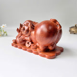 Natural Wood Pig Figurine, Feng Shui Animal Decor, Decorative Symbol of Good Luck