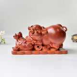 Natural Wood Pig Figurine, Feng Shui Animal Decor, Decorative Symbol of Good Luck