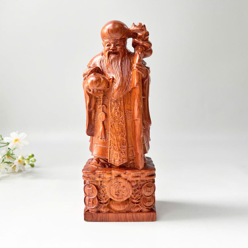 Wood Carved Fu Lu Shou Trio – Fortune, Wealth, and Longevity – Ideal for Home Display or Gifting