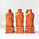 Wood Carved Fu Lu Shou Trio – Fortune, Wealth, and Longevity – Ideal for Home Display or Gifting