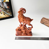 6" Wooden Goat Statue – Decorative Meditation Decor & Small Spiritual Gift for Home or Altar
