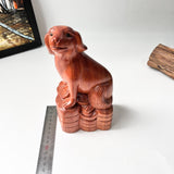 8" Wood Dog Statue – Symbol of Loyalty & Good Fortune for Home or Office