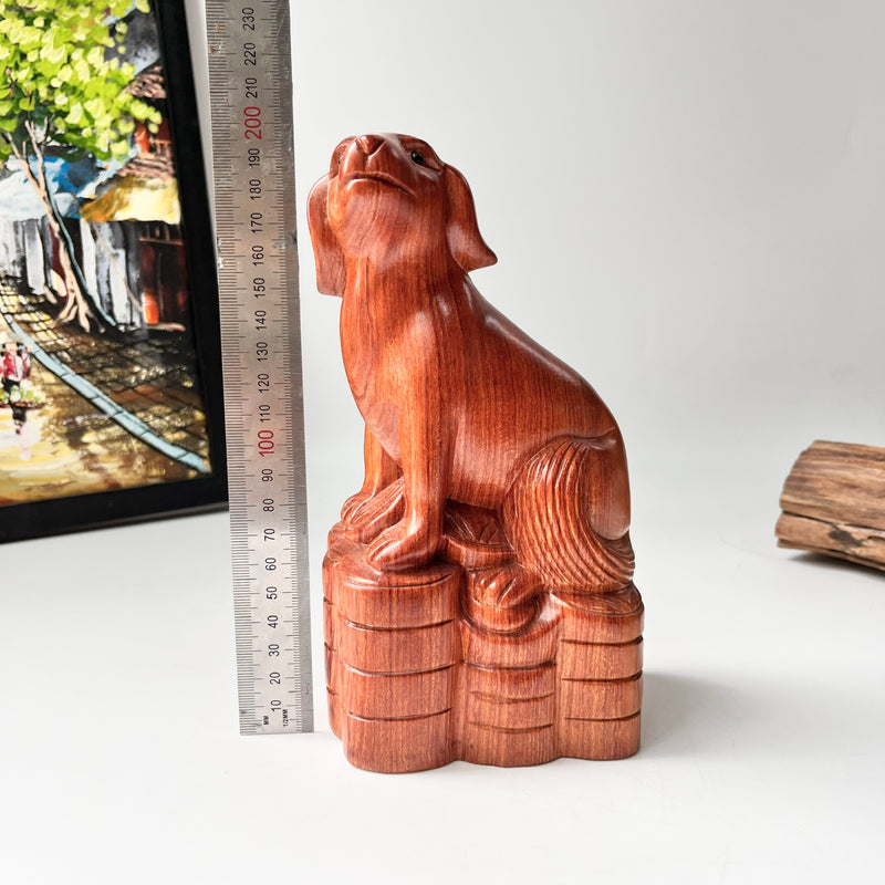 8" Wood Dog Statue – Symbol of Loyalty & Good Fortune for Home or Office