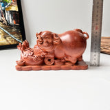 Natural Wood Pig Figurine, Feng Shui Animal Decor, Decorative Symbol of Good Luck