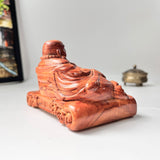Laughing Maitreya Buddha Statue “All Wishes Fulfilled” – Green Cypress & Sandalwood – For Car Dashboard and Office Desk Decor