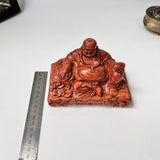Laughing Maitreya Buddha Statue “All Wishes Fulfilled” – Green Cypress & Sandalwood – For Car Dashboard and Office Desk Decor