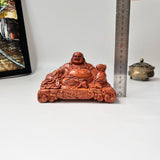 Laughing Maitreya Buddha Statue “All Wishes Fulfilled” – Green Cypress & Sandalwood – For Car Dashboard and Office Desk Decor